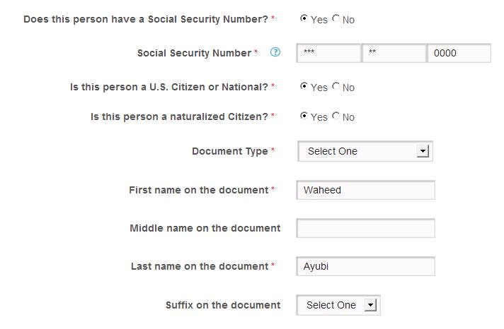 -- First it asks me for my SSN, ok...