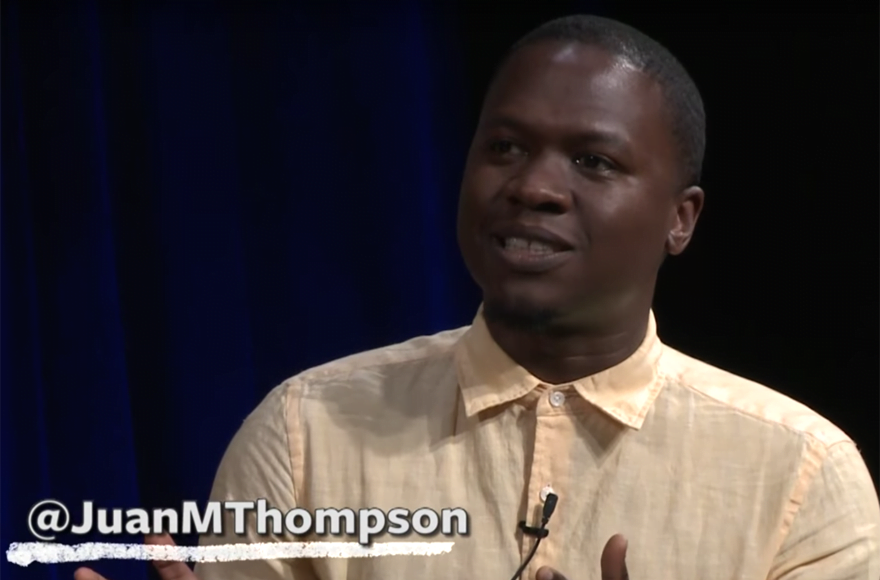 African American Democrat Juan Thompson, supporter of Black Lives...