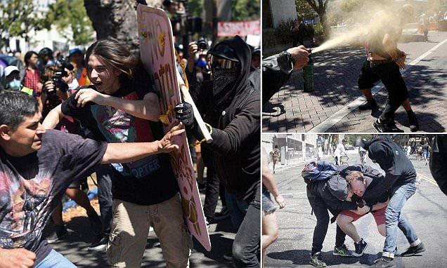 More "moderate" left wing anti-hate protesters violently spreading love...