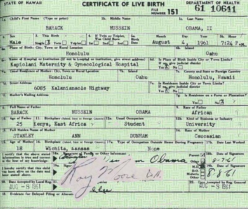 I checked Obama's birth certificate again, and sure enough...