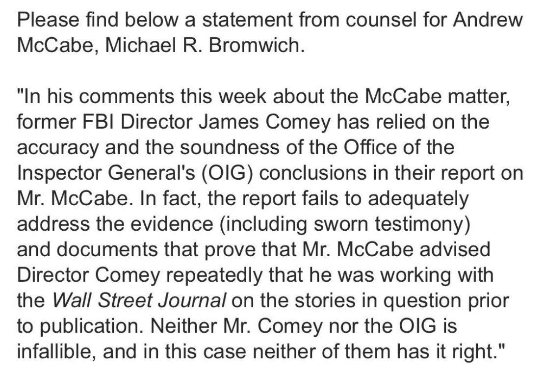 Andrew McCabe's attorney claims that James Comey knew and...