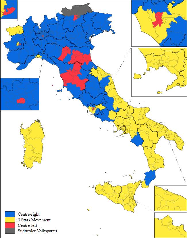 The left wing party in Italy was thoroughly obliterated...