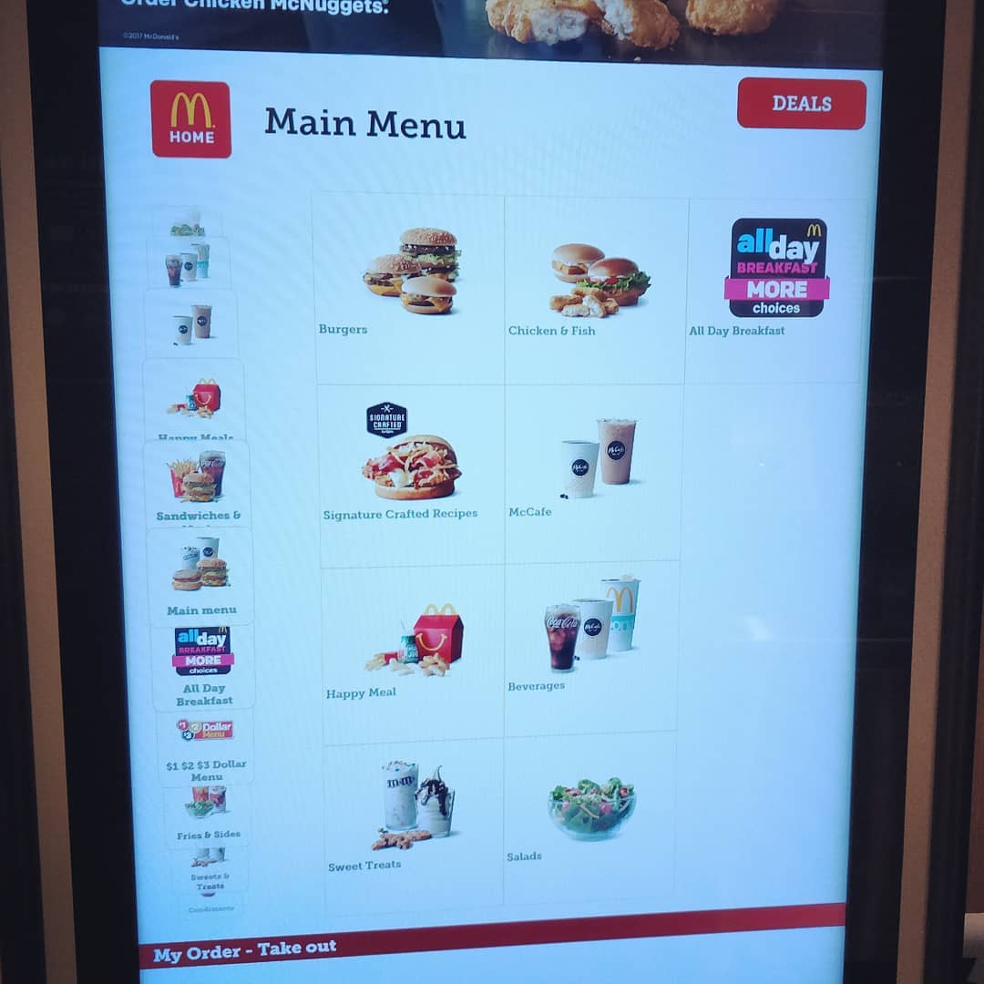Self service kiosk ordering at McDonald's in Costa Mesa...