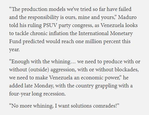 Maduro finally admits socialism has failed and wants solutions...