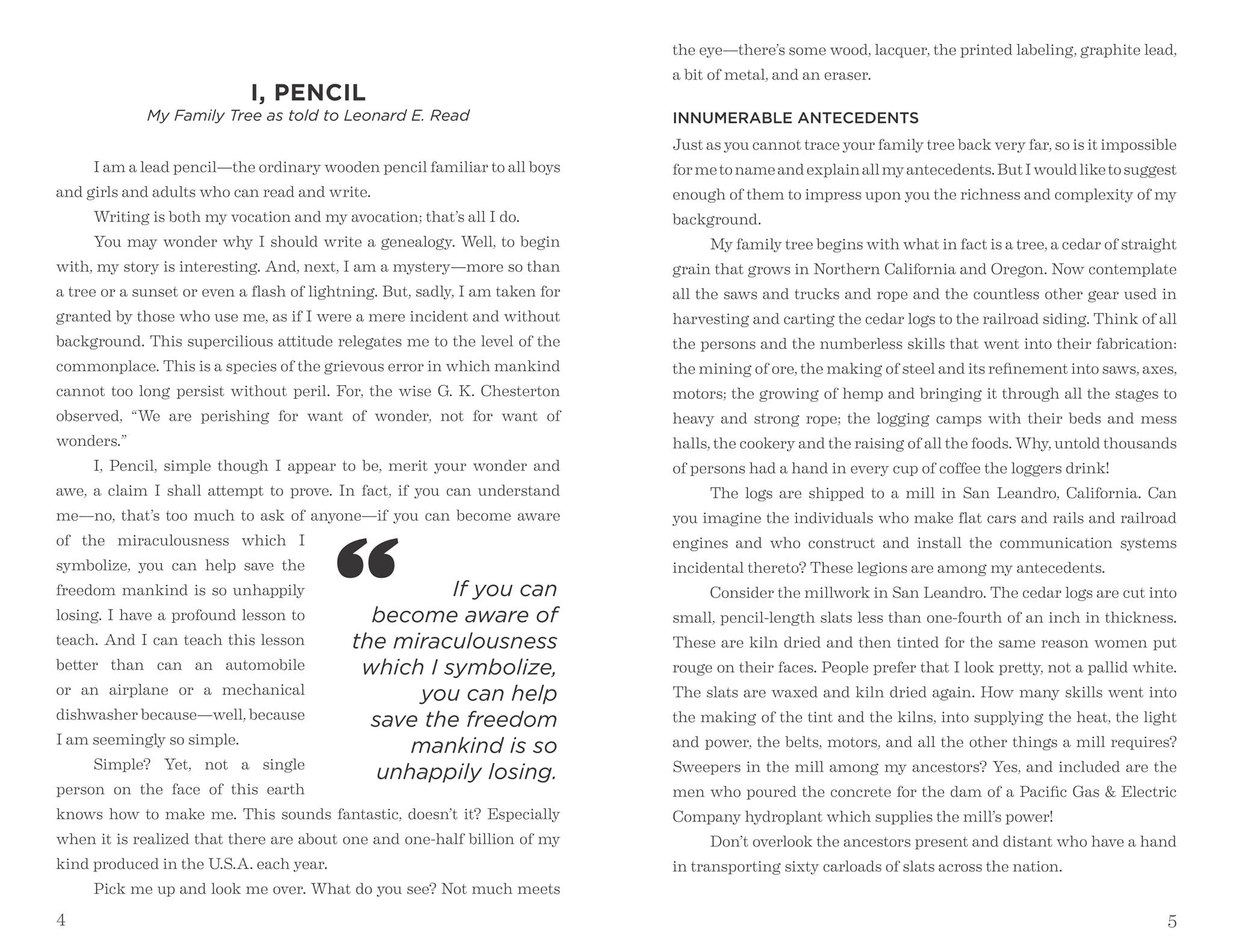 I, Pencil by Leonard E. Read