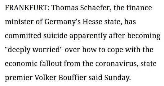 German finance minister kills himself. I guess he saw...