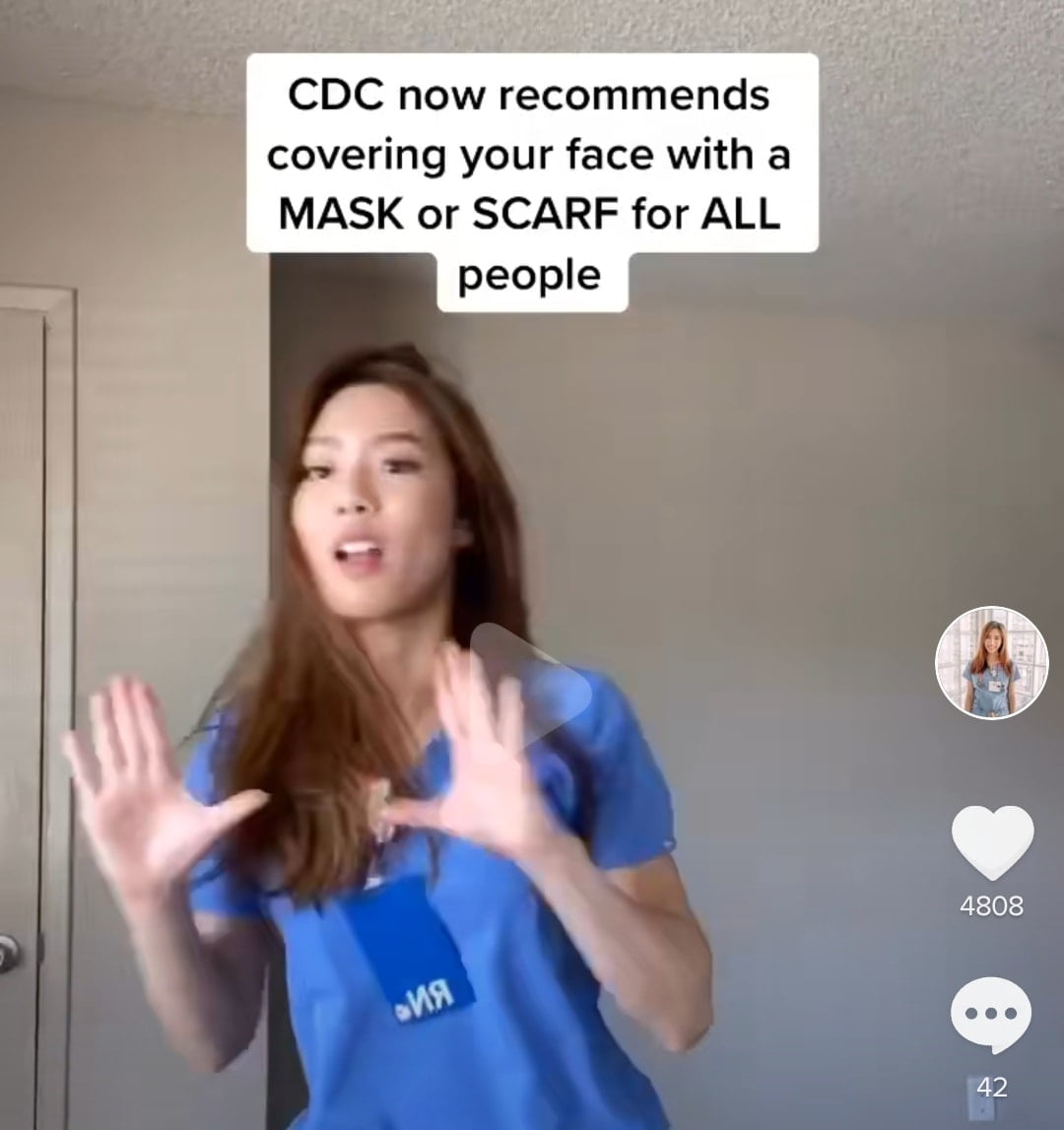 Dancing TikTok nurses switched from "face masks don't work"...