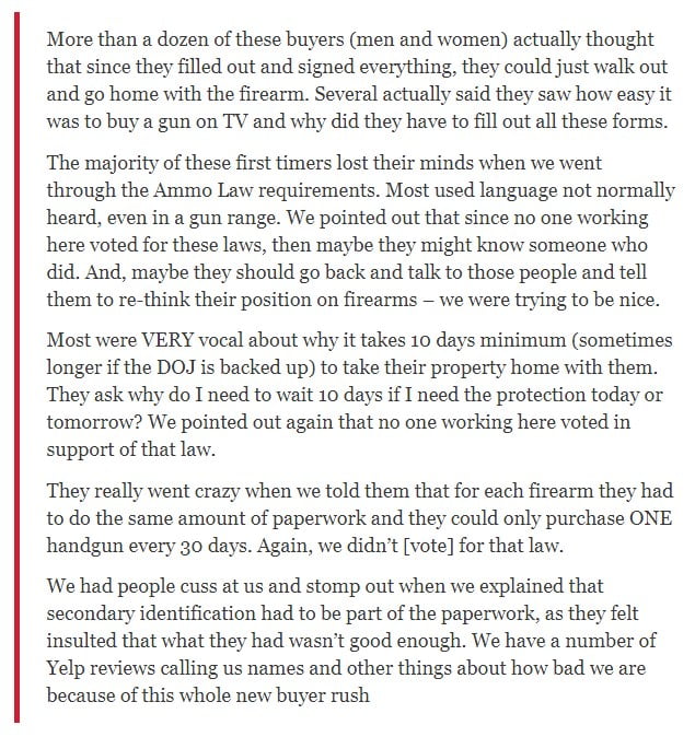 New gun buyers here in Orange County wanting to...