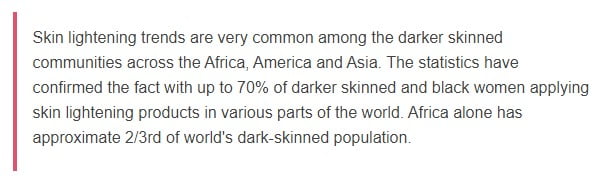 Skin whitening products are racist. Incidentally they're popular among...