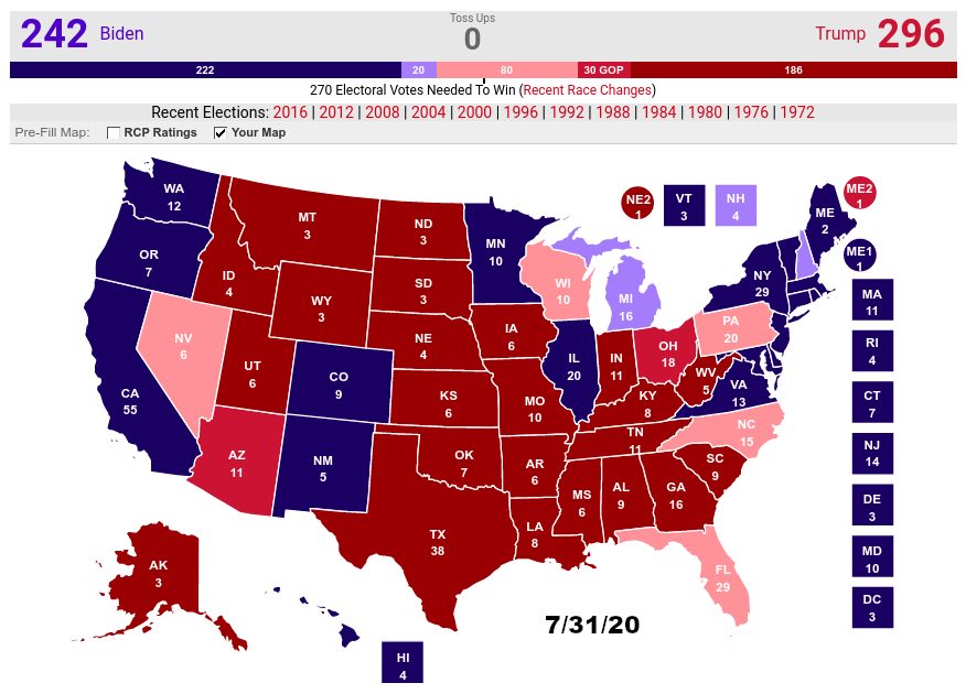 Electoral Map for 7/31/20, including STE