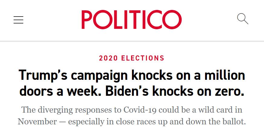 The Biden campaign has given up on door-to-door canvassing...