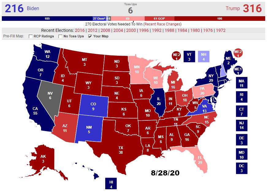 Electoral Map for 8/28/20, including STE