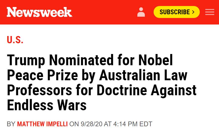 Trump received his third Nobel Peace Prize nomination this...