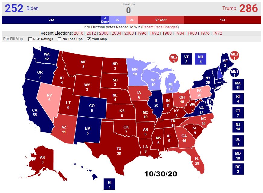 Electoral Map for 10/30/20, including STE