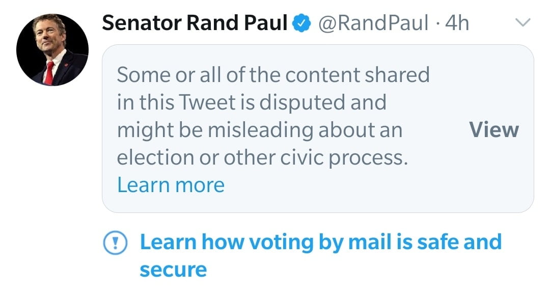 Twitter is even censoring Rand Paul now