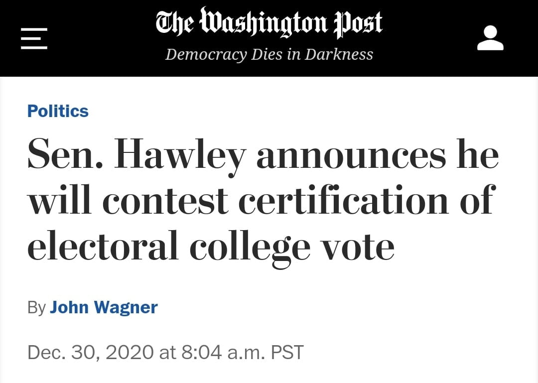 Oh, damn. Washington Post, so you know it's official