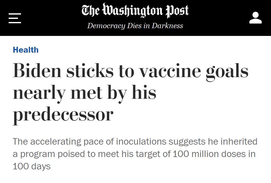 Biden is going to stick with Trump's vaccine goals...