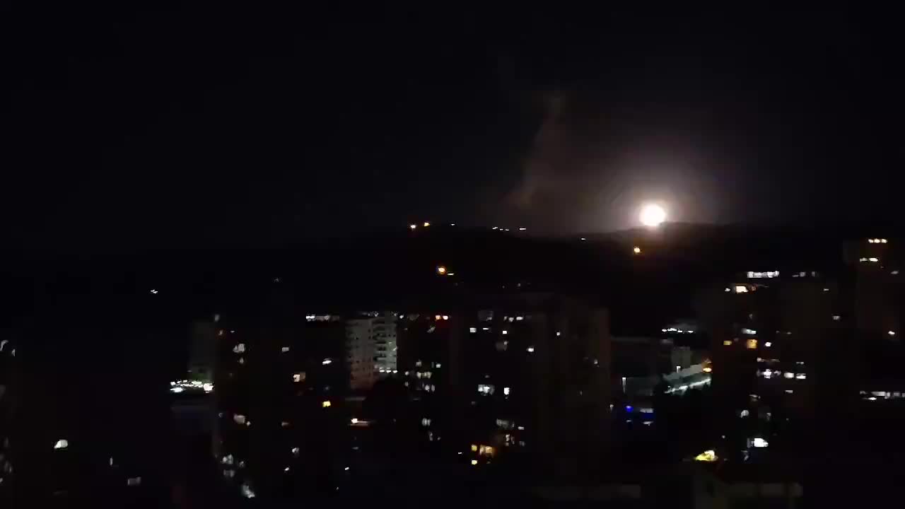 Syrian air defense over Damascus intercepting Israeli airstrikes