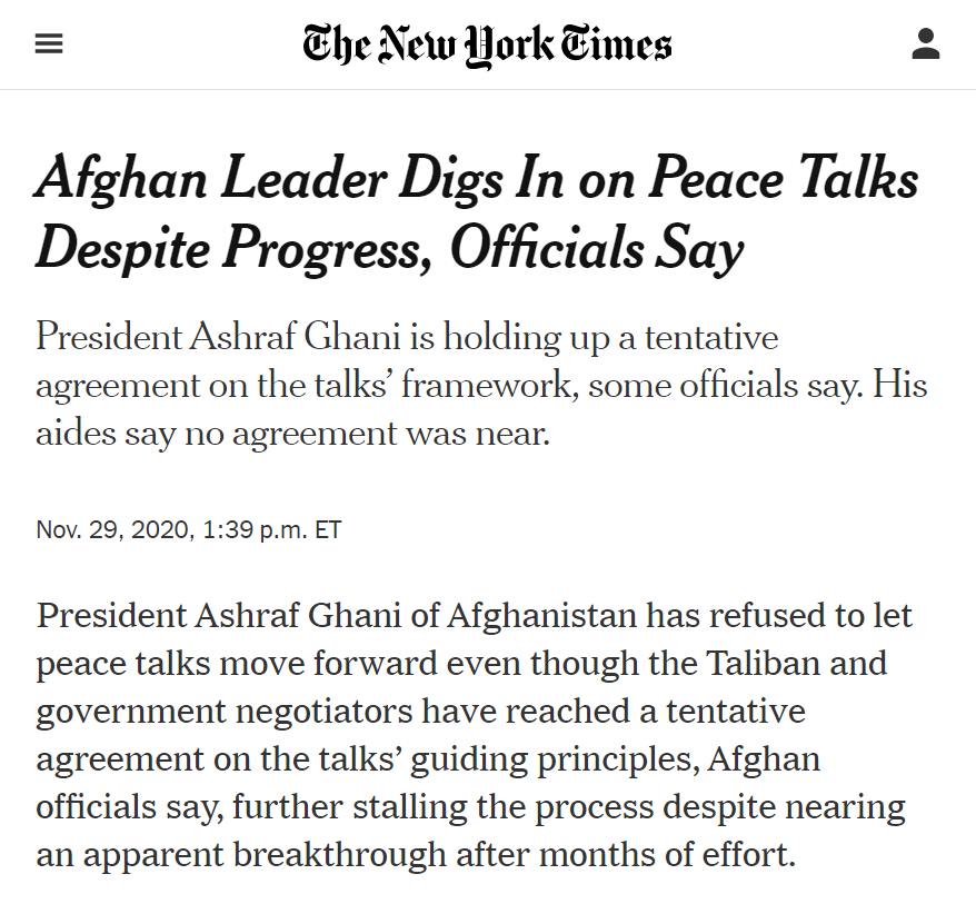Ghani stalled the peace process