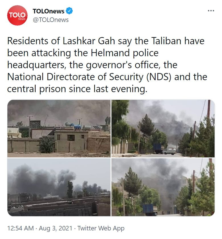 All other areas of Lashkargah, Helmand captured by Taliban...