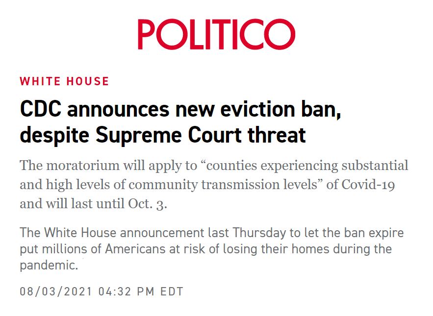 Supreme Court already ruled 5-4 that the CDC eviction...