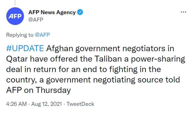 Ghani coming to terms with yesterday's demands today. Today's...