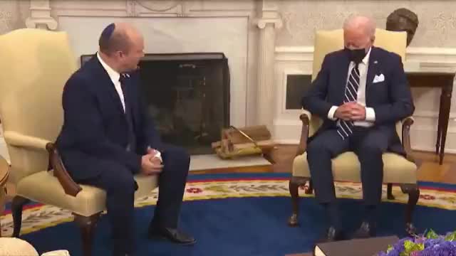 Sleepy Joe in a meeting with Israeli PM Naftali...