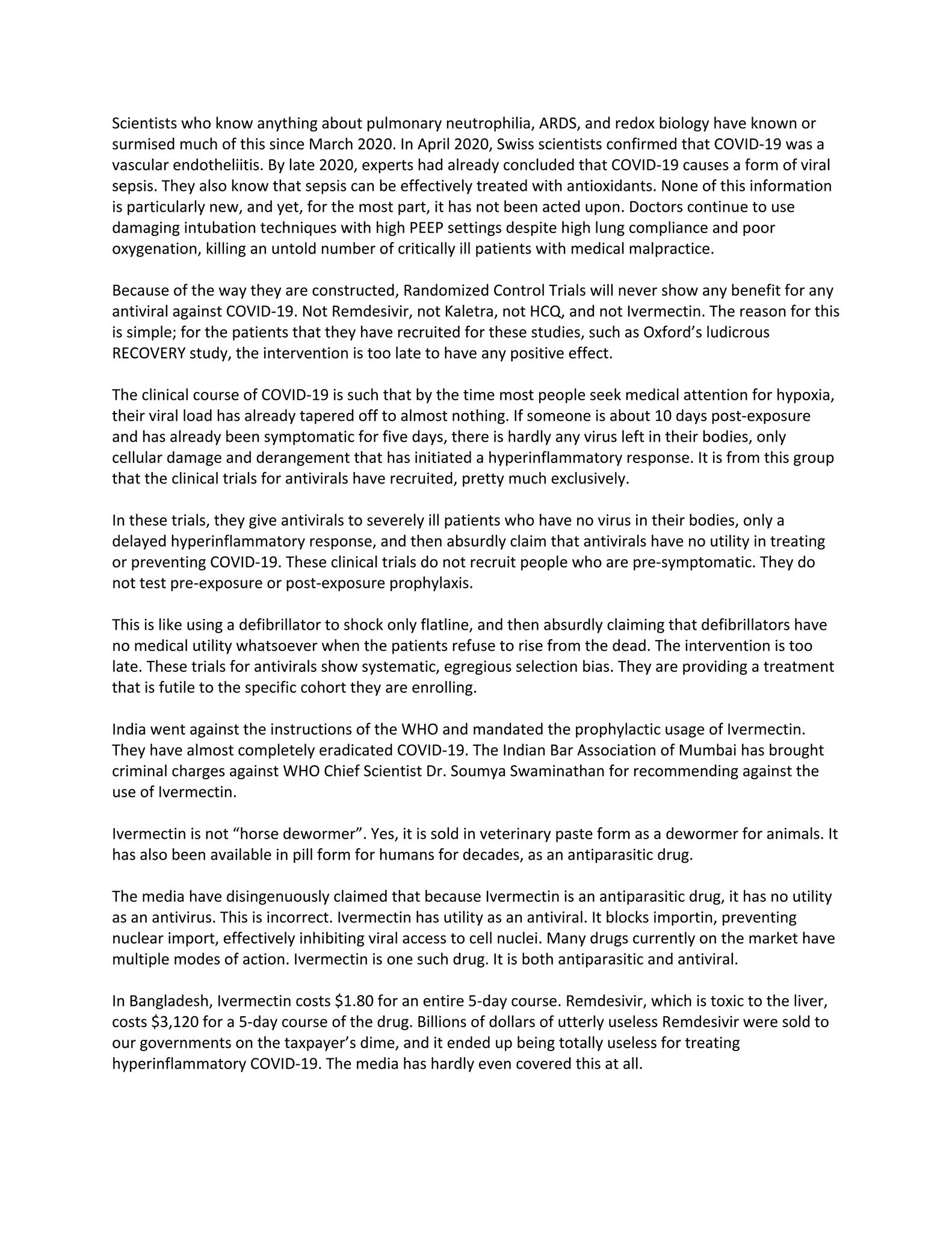 COVID-19: The Spartacus Letter