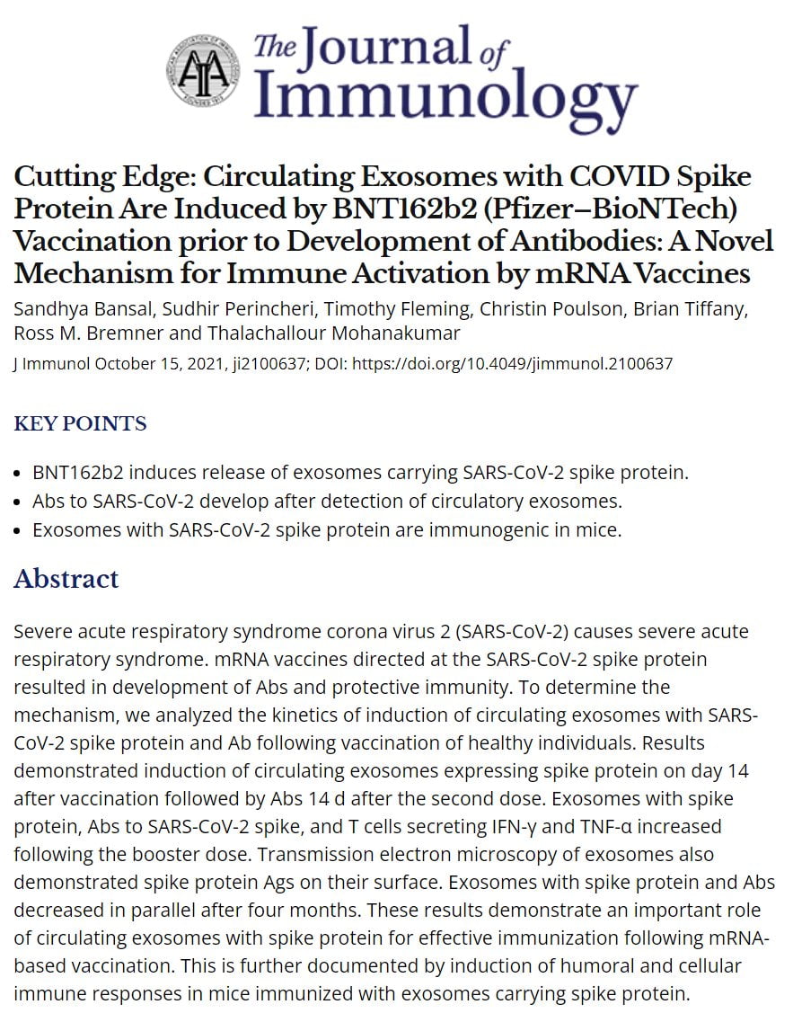 Immunogenic exosomes with COVID spike protein induced by vaccination...
