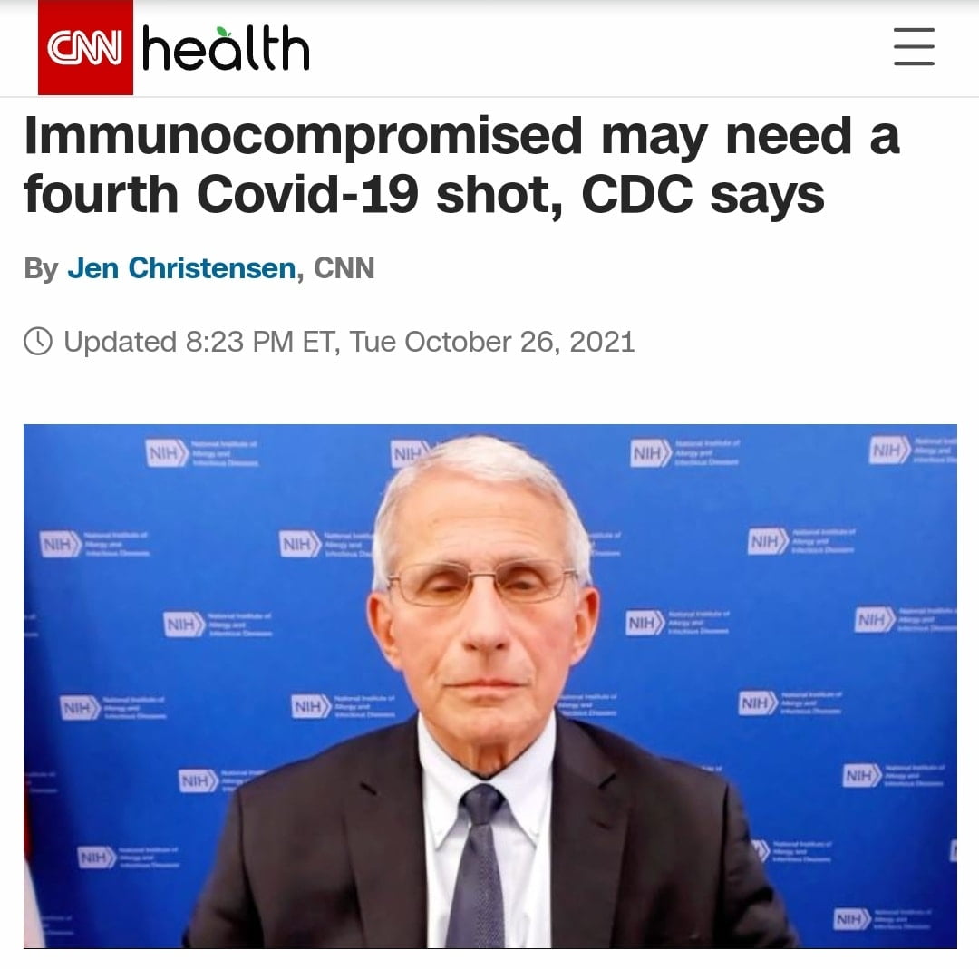 Immunocompromised leading the way, already on their fourth shot