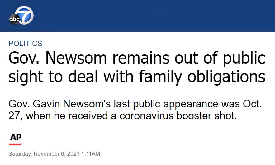 Gavin Newsom disappeared after he got his booster shot