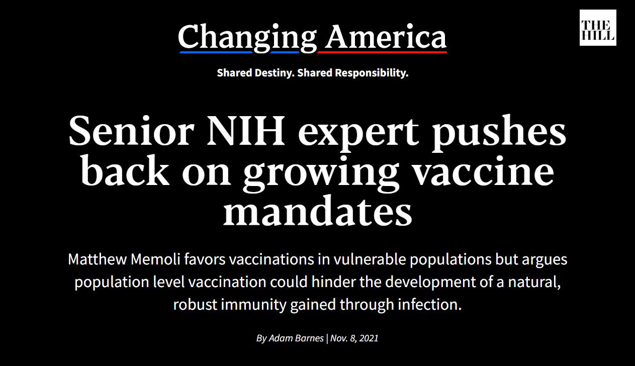 Someone at NIH understands mass vaccination could hinder robust...