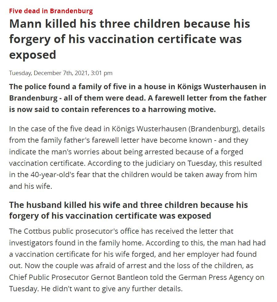 In Germany, a man killed himself, his wife, and...