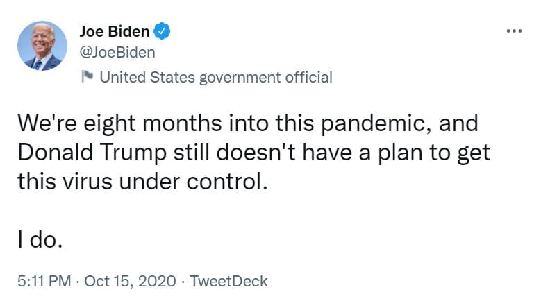 COVID deaths passed 800K giving Biden the high score...