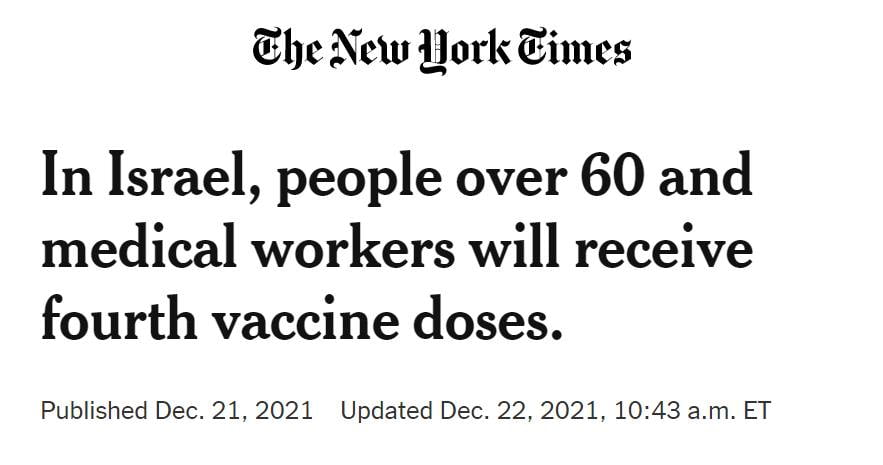 Israel is now on their 4th vaccine dose, the...
