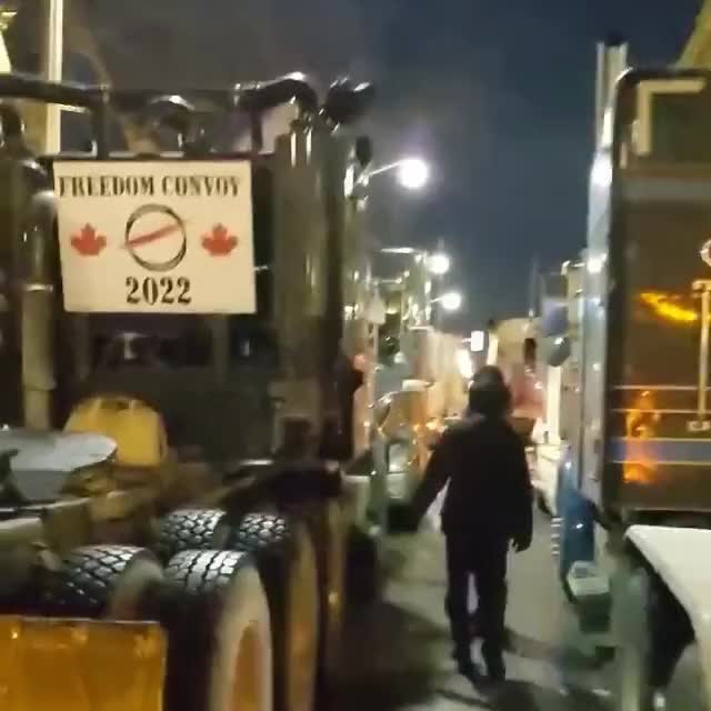 Canadian truck convoy started rolling into Ottawa, parked in...