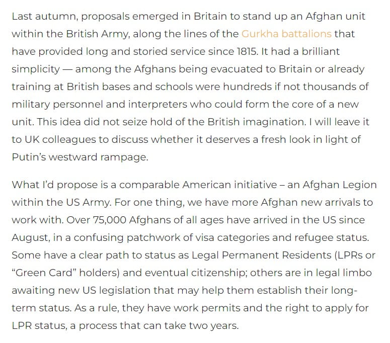 Center for European Policy Analysis proposes forming an Afghan...