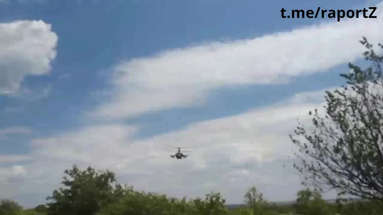 Russian Kamov Ka-52 over Luhansk in Ukraine