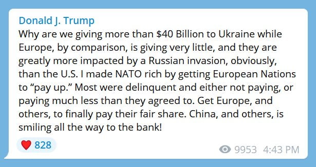 Trump statement on Biden's  billion handout to Ukraine