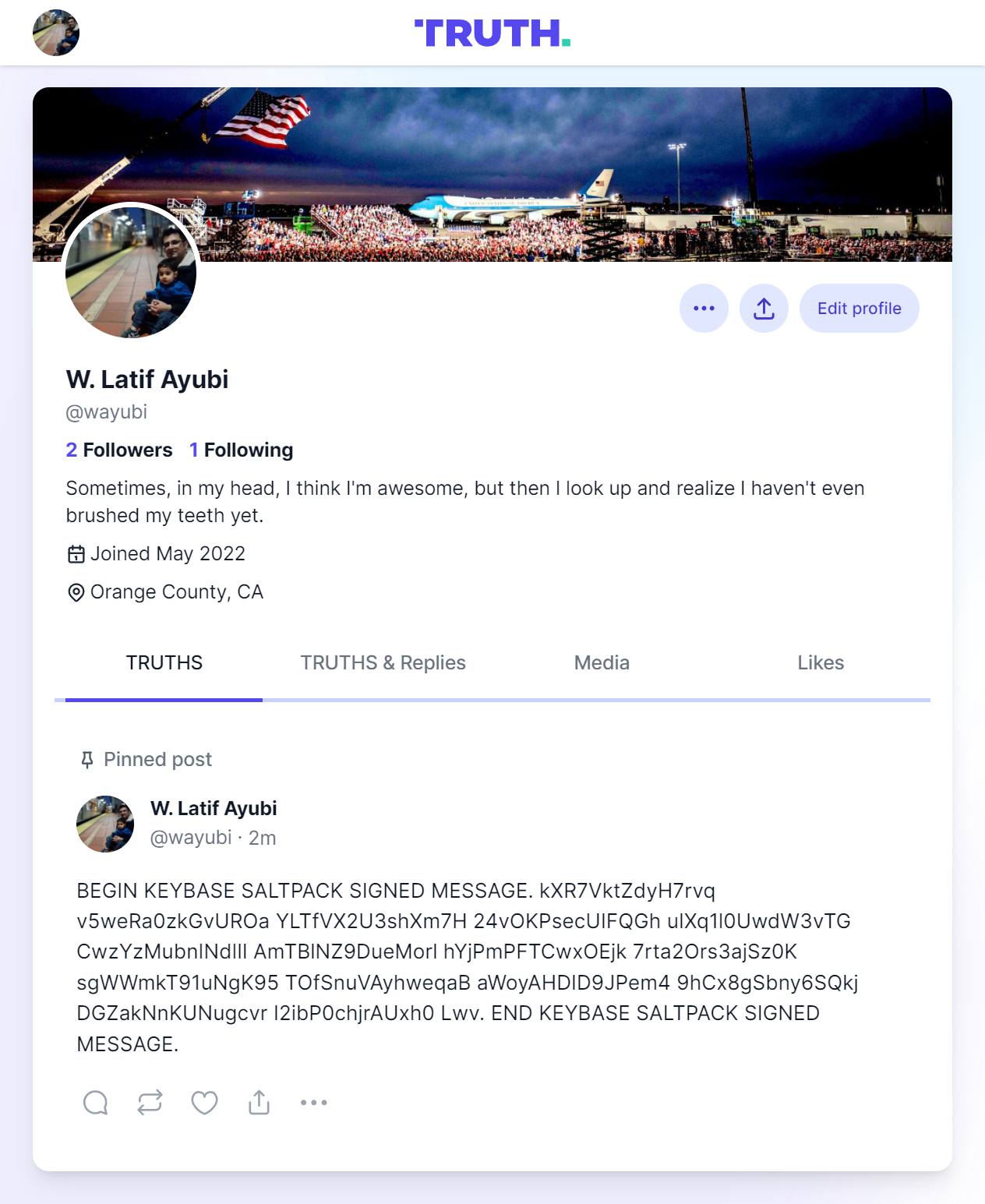 I made a TRUTH Social account, follow me on...