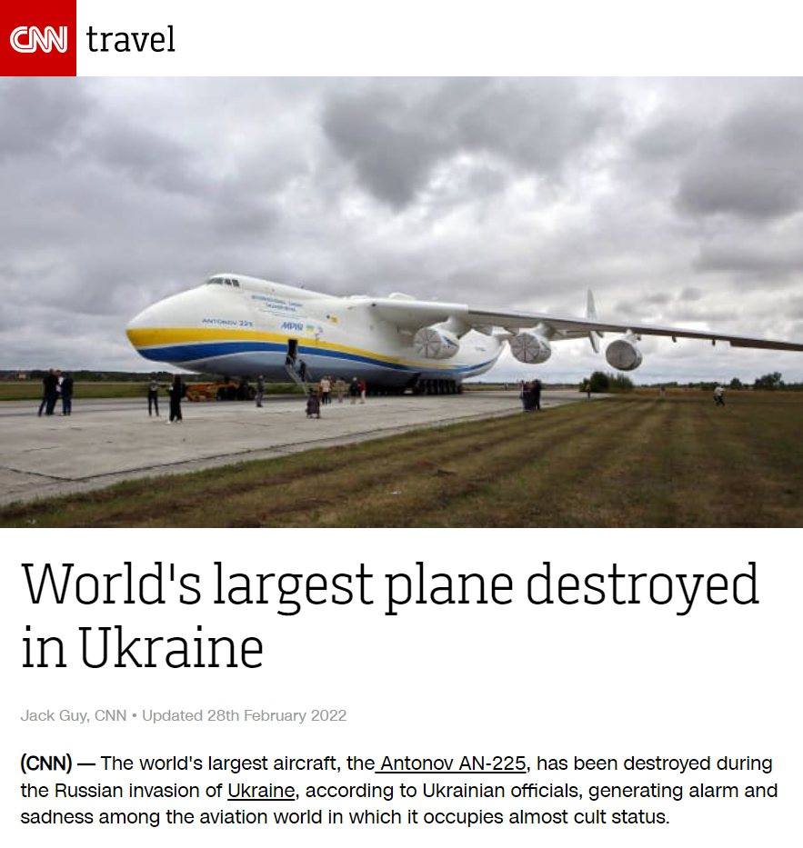 The Antonov-225, the largest plane in the world before...