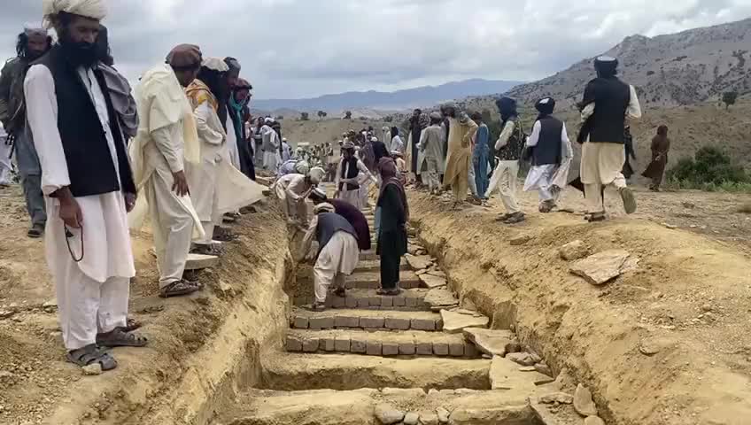 Graves for earthquake victims being dug in Paktika, Afghanistan