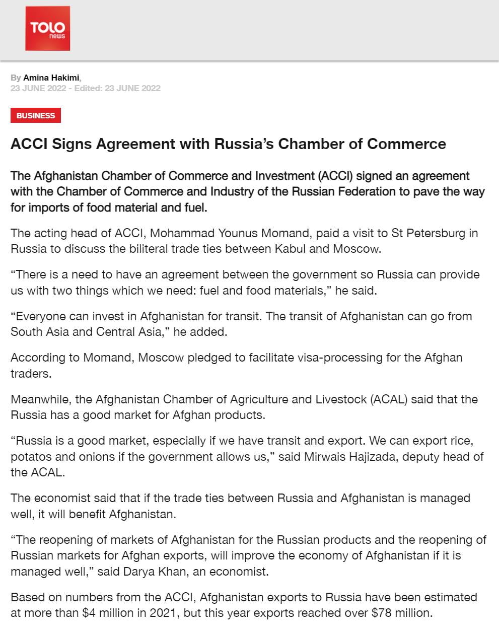 Afghanistan to import wheat, natural gas, and oil from...