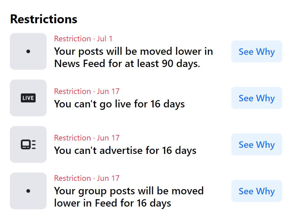 Zuckerberg reset my 90-day restriction to July 1st for...