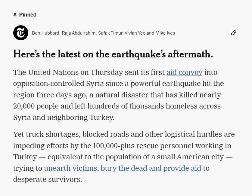 Earthquake deaths in Syria and Turkey approaching 20,000