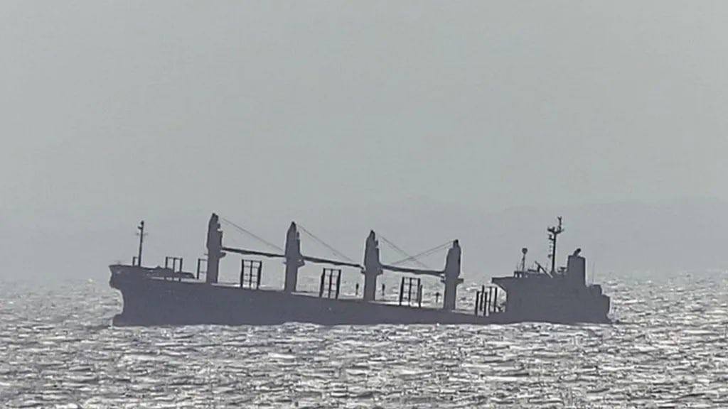 British cargo ship RUBYMAR sinking to the bottom of...