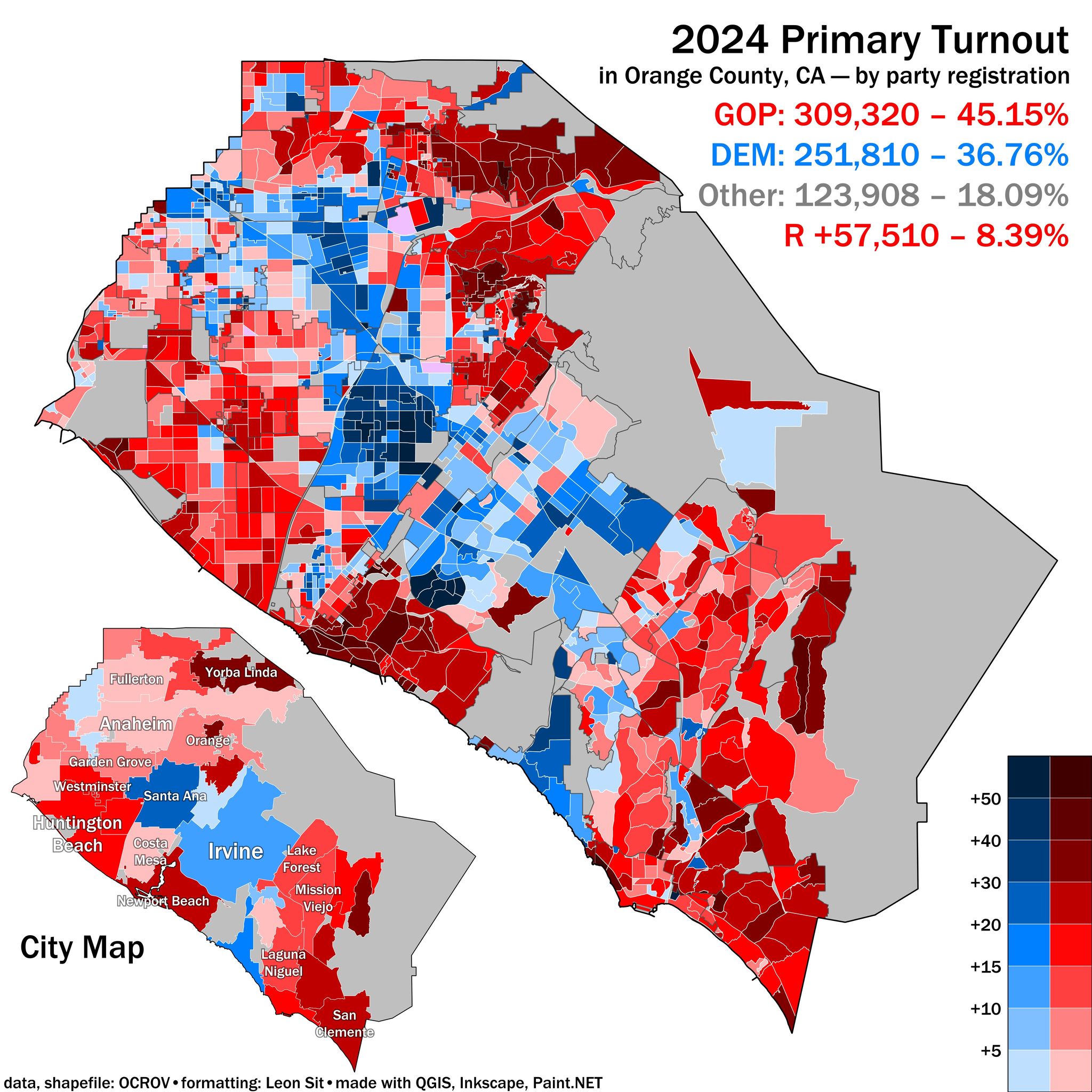 Orange County, 2024 Primary Turnout vs. Party Registration