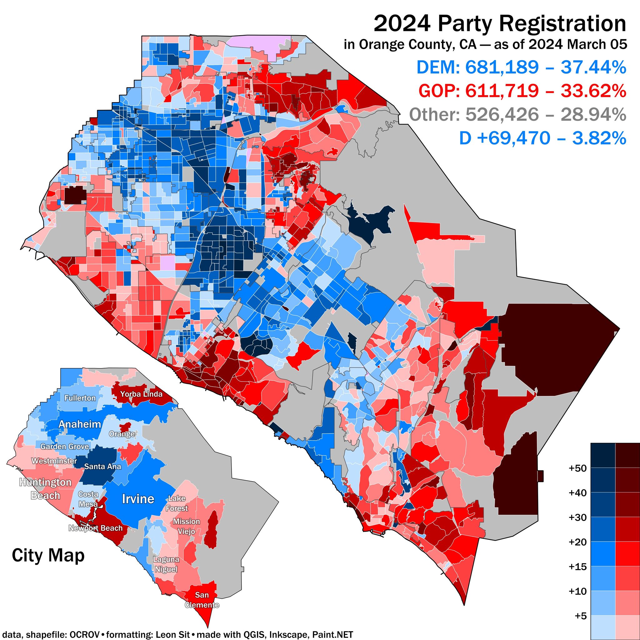 Orange County, 2024 Primary Turnout vs. Party Registration