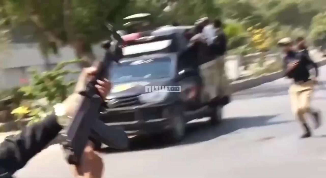 Pakistani security forces firing on Shia protesters in Karachi...