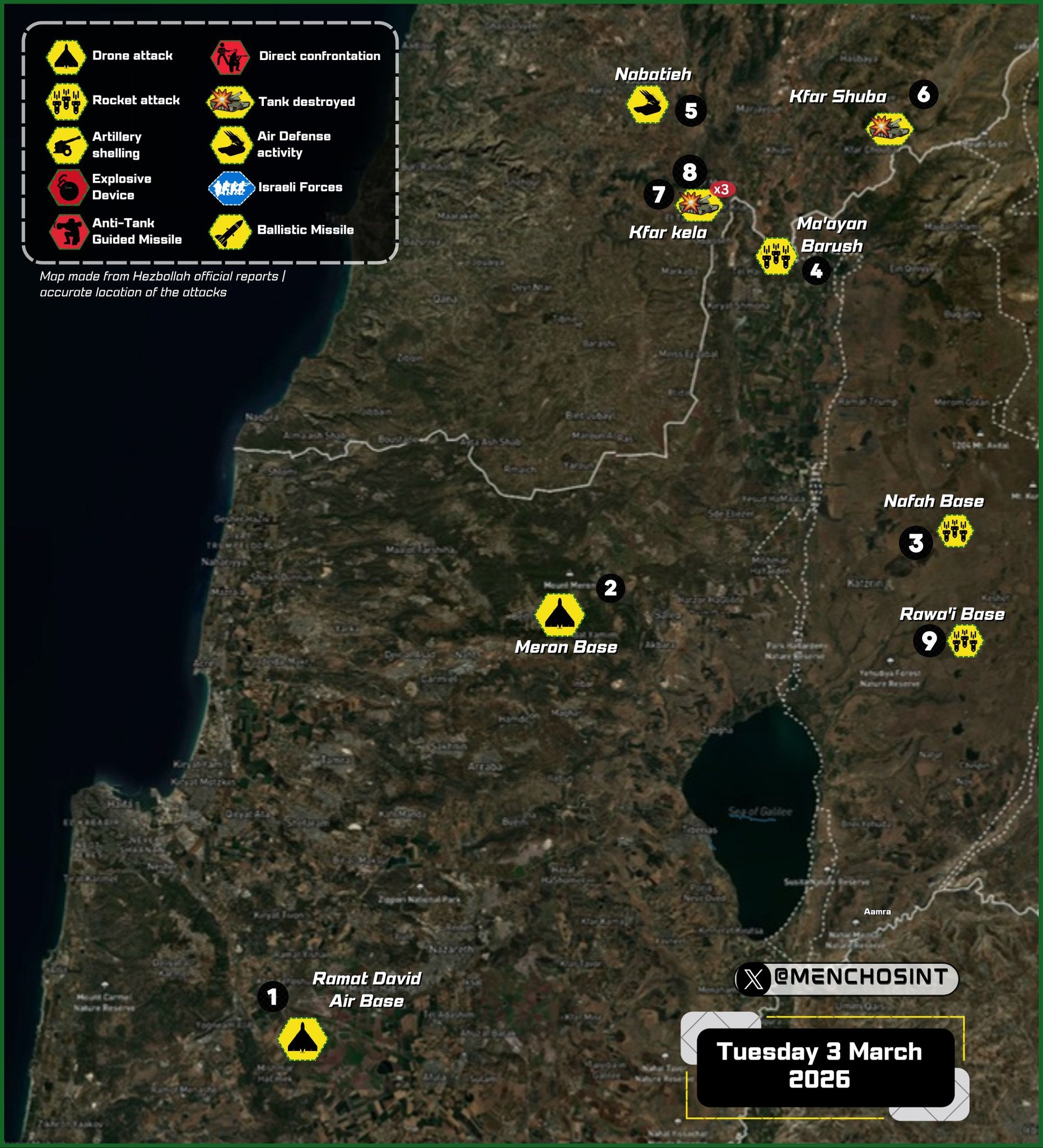 Hezbollah activities for March 3, 2026